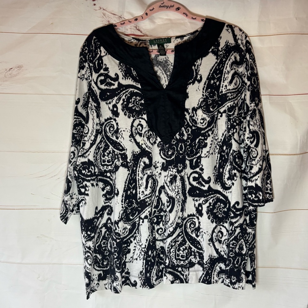 Ralph Lauren Black and White Paisley Tunic